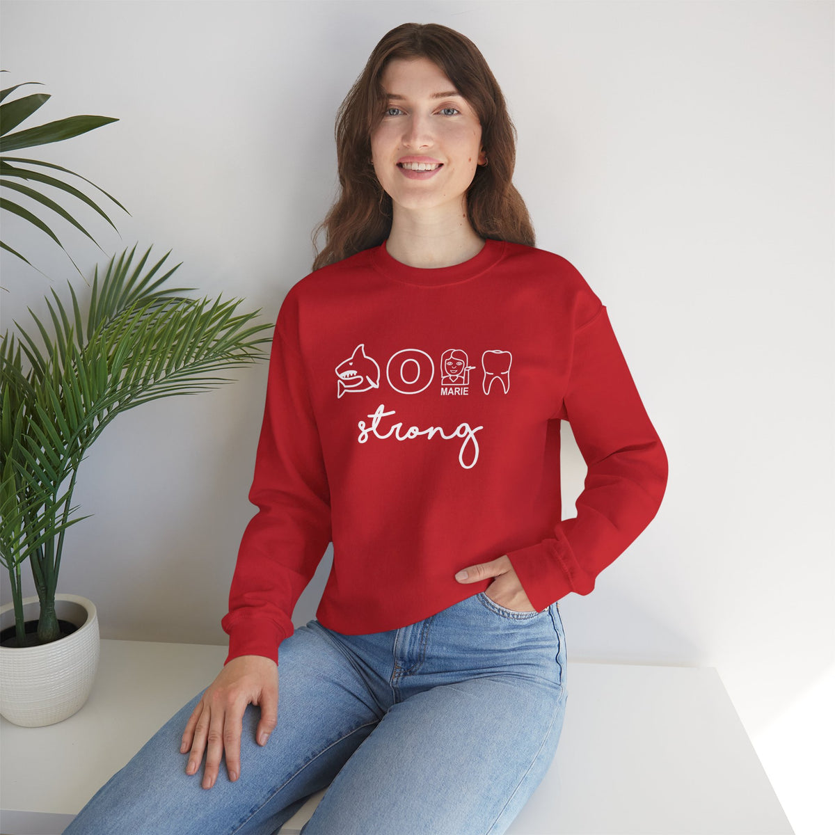 Dental Hygienist Strong Sweatshirt – Shark, Floss & Tooth Dental Pride Crewneck