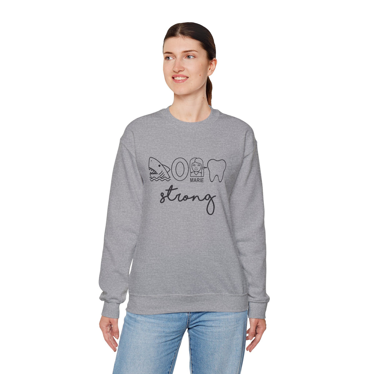 Dental Hygienist Strong Sweatshirt – Shark, Floss & Tooth Dental Pride Crewneck