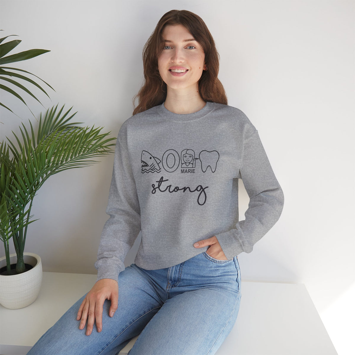 Dental Hygienist Strong Sweatshirt – Shark, Floss & Tooth Dental Pride Crewneck