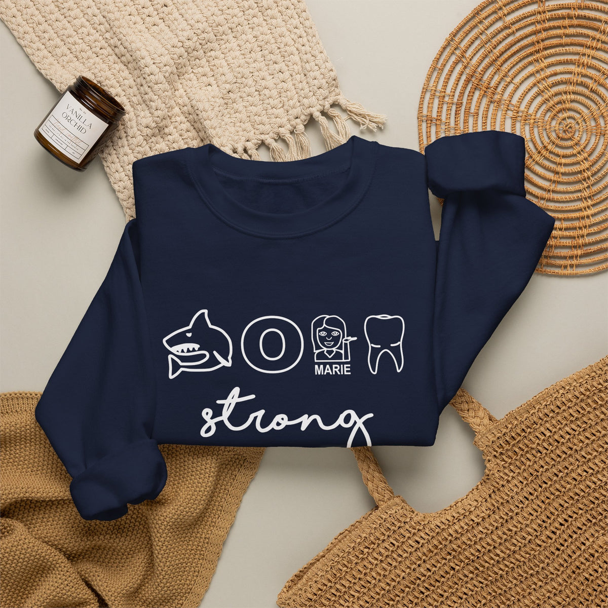Dental Hygienist Strong Sweatshirt – Shark, Floss & Tooth Dental Pride Crewneck