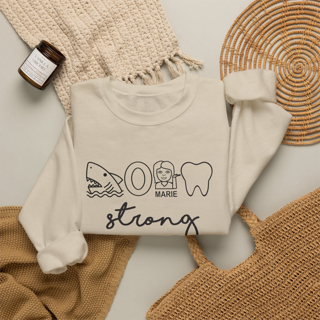 Dental Hygienist Strong Sweatshirt – Shark, Floss & Tooth Dental Pride Crewneck