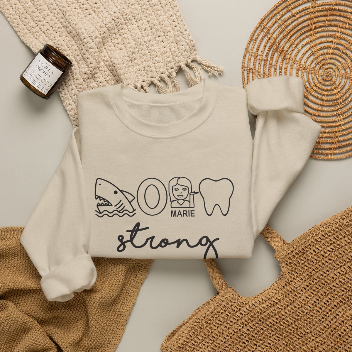 Dental Hygienist Strong Sweatshirt – Shark, Floss & Tooth Dental Pride Crewneck