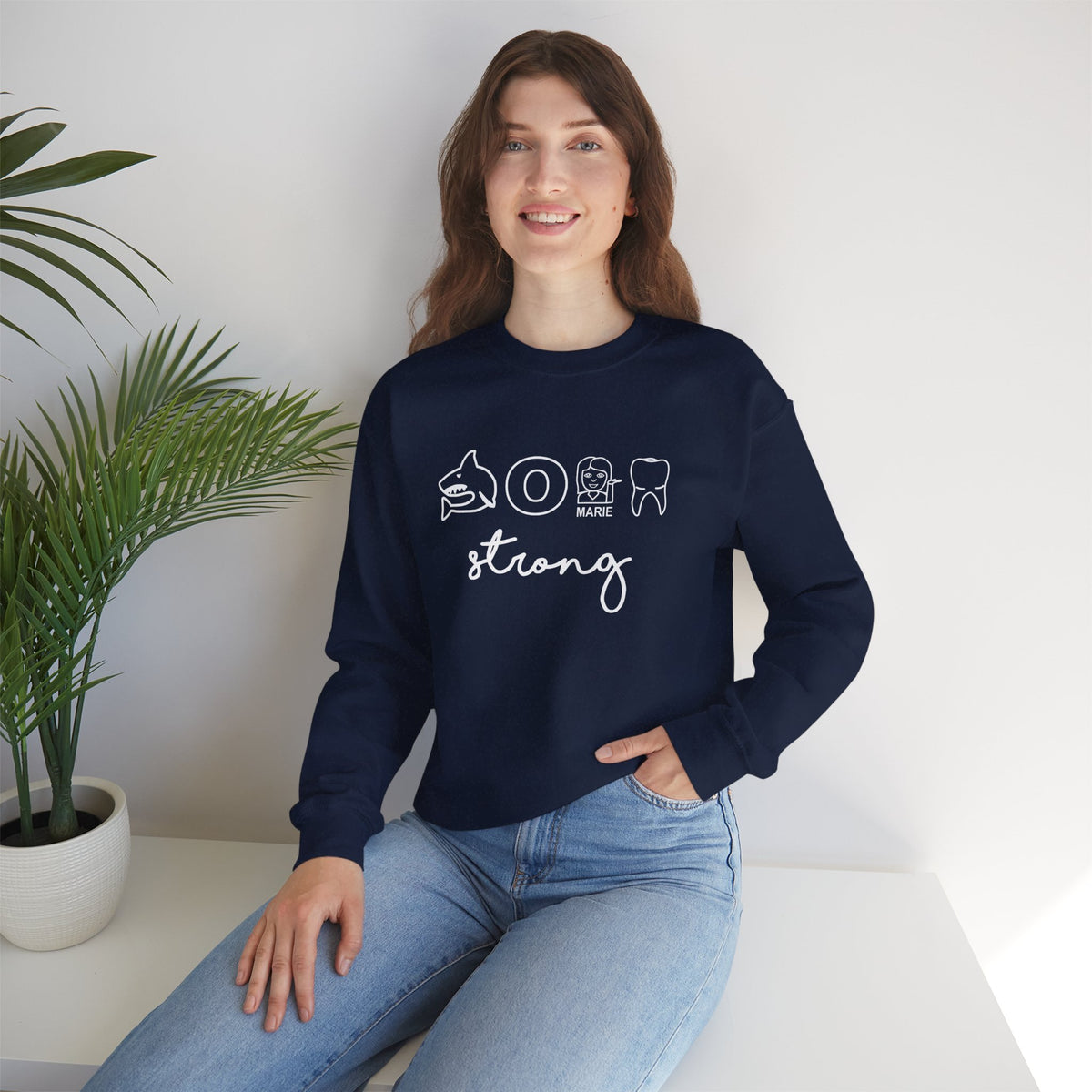 Dental Hygienist Strong Sweatshirt – Shark, Floss & Tooth Dental Pride Crewneck