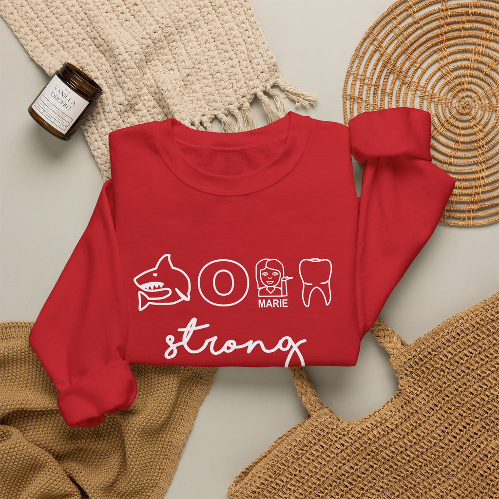 Dental Hygienist Strong Sweatshirt – Shark, Floss & Tooth Dental Pride Crewneck