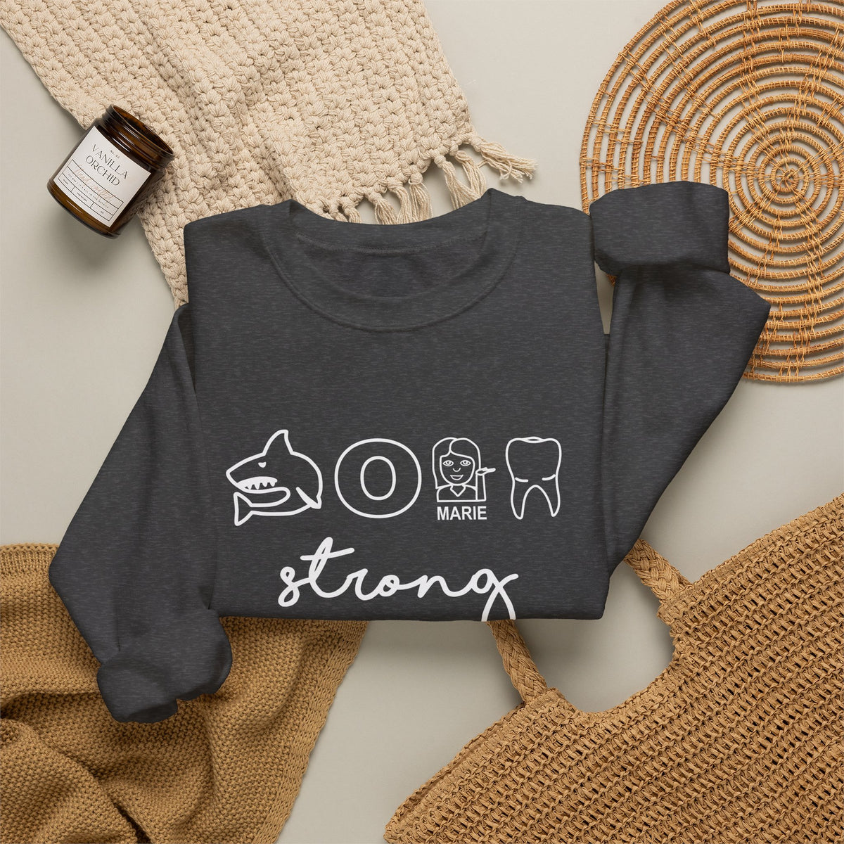 Dental Hygienist Strong Sweatshirt – Shark, Floss & Tooth Dental Pride Crewneck
