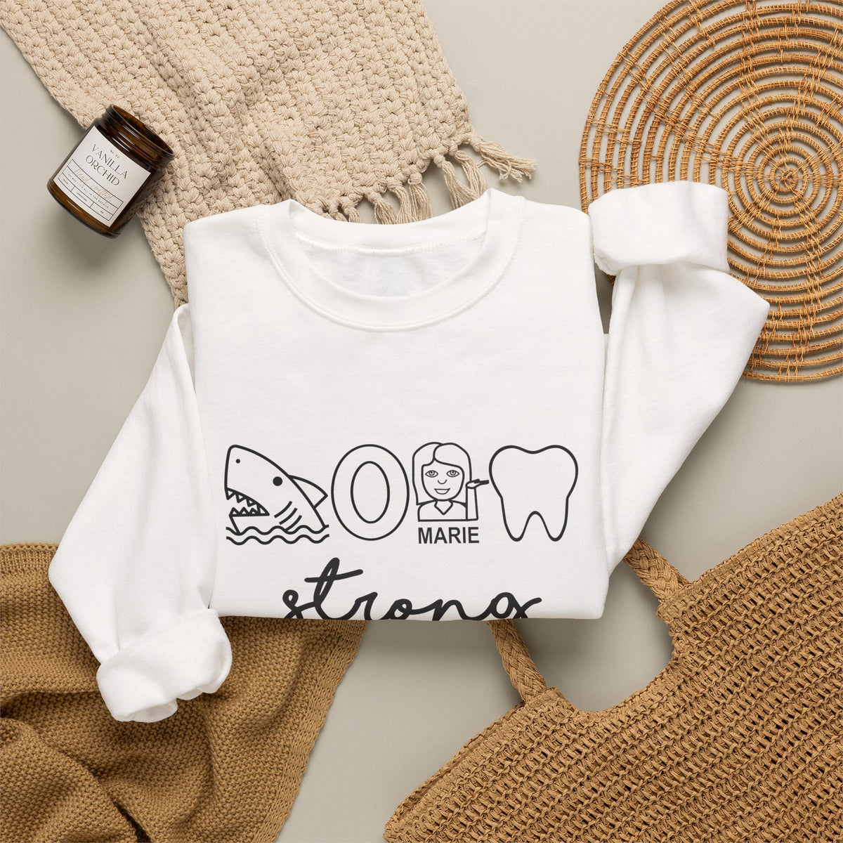 Dental Hygienist Strong Sweatshirt – Shark, Floss & Tooth Dental Pride Crewneck