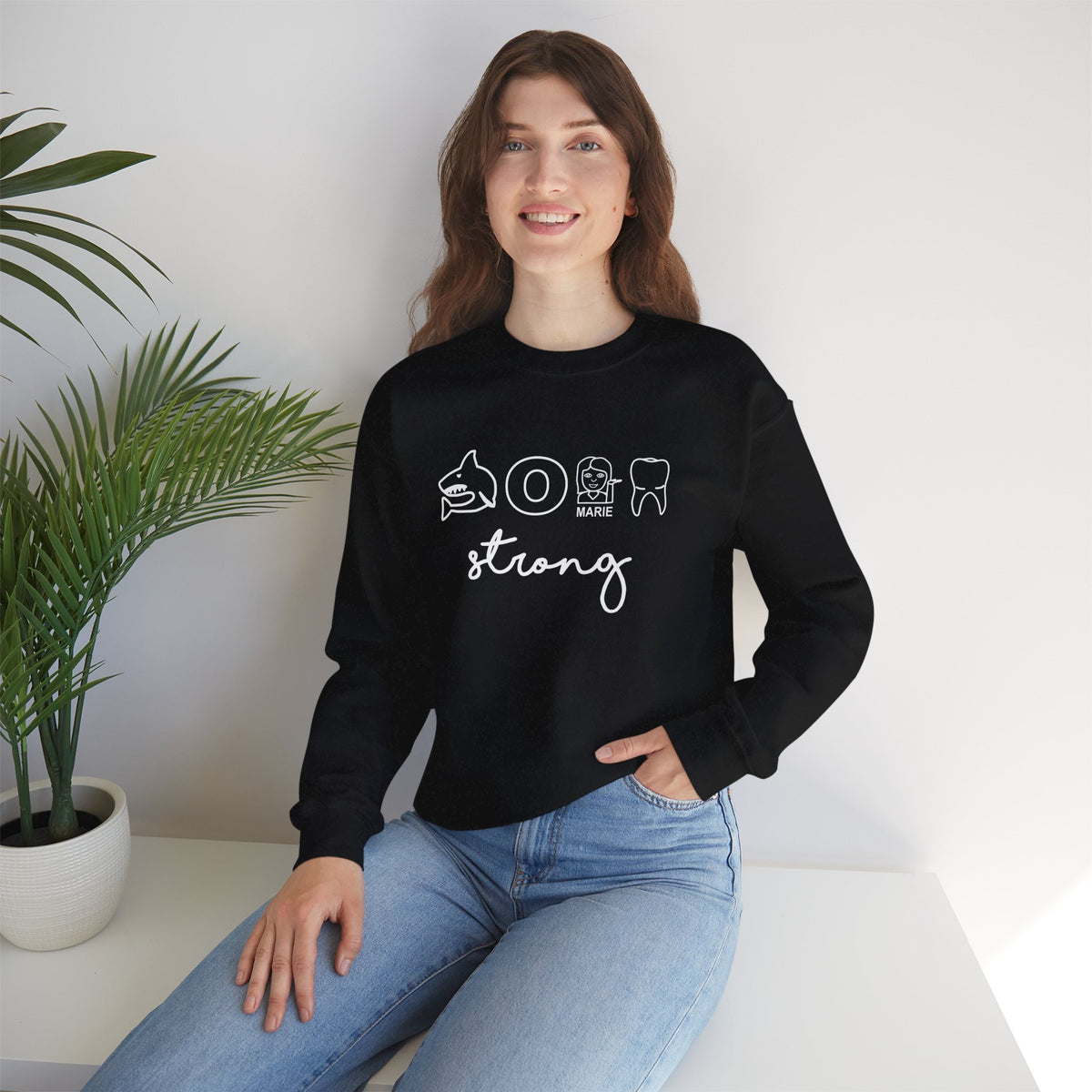 Dental Hygienist Strong Sweatshirt – Shark, Floss & Tooth Dental Pride Crewneck