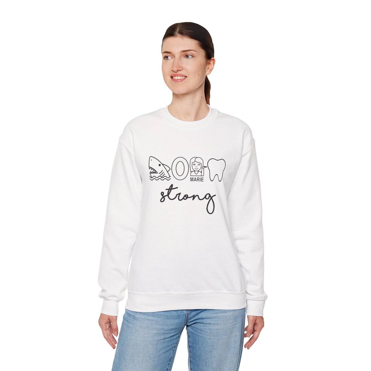 Dental Hygienist Strong Sweatshirt – Shark, Floss & Tooth Dental Pride Crewneck